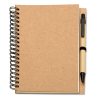 a spiral bound notebook with a pen