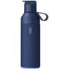 a blue water bottle with a strap