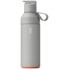 a grey water bottle with a strap