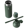 a green thermos with a tube and a straw