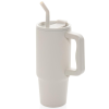 a white cup with a straw