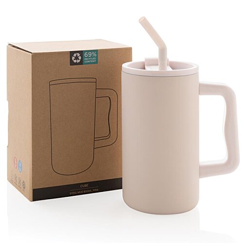 Additional Image 1 - a white mug with a straw next to a box