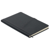 a black notebook on a white background