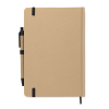 a tan folder with black handles