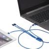 a laptop with a blue cable connected to it