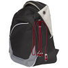 a black and white backpack