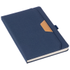 a blue notebook with a yellow handle