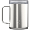 a silver mug with a handle