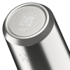 a close up of a silver can