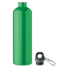 a green bottle with a black handle