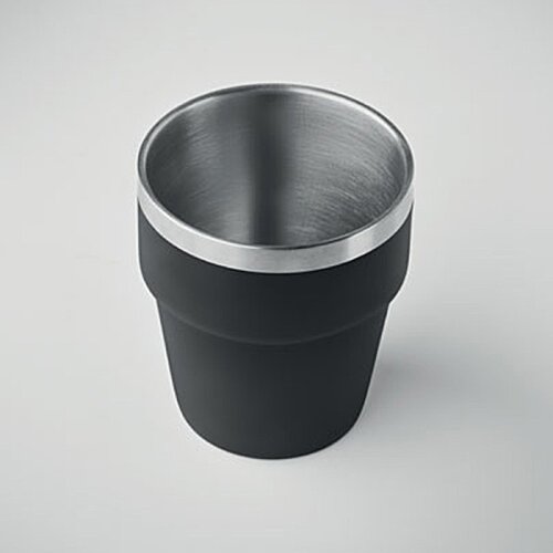 Additional Image 1 - a black cup with silver rim