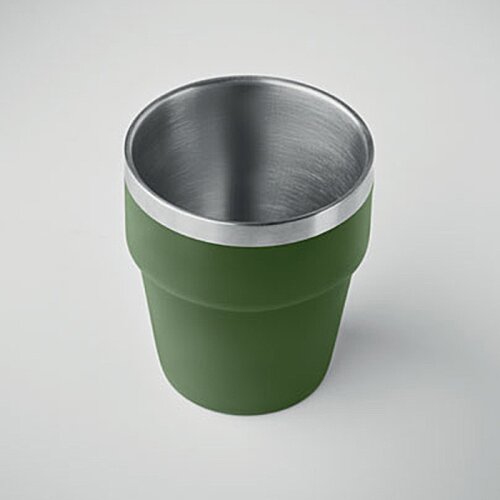 Additional Image 2 - a green cup with a silver rim