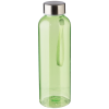 a green plastic bottle with a silver lid