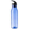 a blue plastic bottle with a black lid