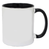 a white and black coffee mug