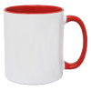 a white and red mug