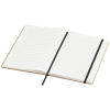 a white notebook with black pencils