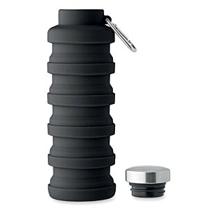 Additional Image 1 - a black water bottle with a silver cap