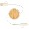 a white cord with a wooden circle