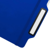 a close up of a blue file folder