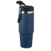 a blue and black tumbler