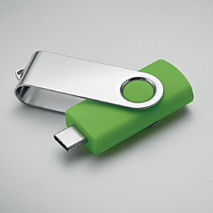 Additional Image 3 - a green and silver usb flash drive