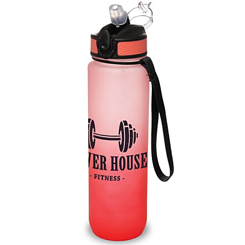 Additional Image 5 - a pink water bottle with a black strap
