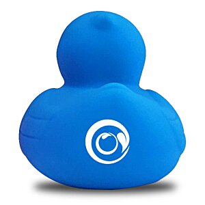 Additional Image 2 - a blue rubber duck with a white circle on it