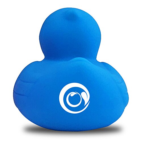 Additional Image 2 - a blue rubber duck with a white circle on it