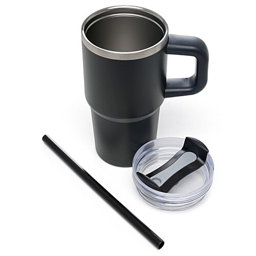 Additional Image 7 - a black mug with a straw and a plastic container