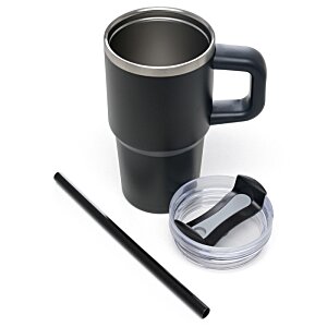 Additional Image 7 - a black mug with a straw and a plastic container