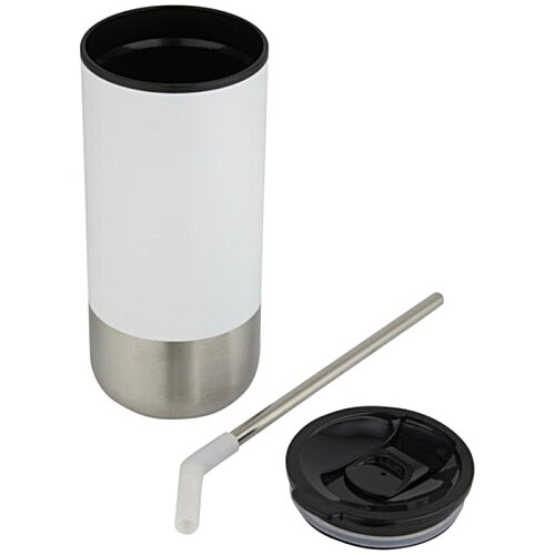 Additional Image 6 - a white and black cylindrical container with a black lid and a black straw
