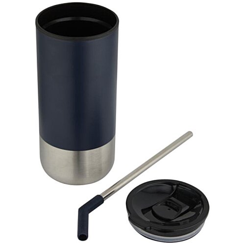 Additional Image 5 - a blue and silver tumbler with a straw