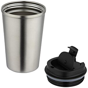 Additional Image 5 - a stainless steel cup and a black lid