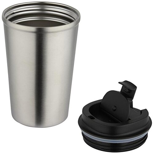 Additional Image 5 - a stainless steel cup and a black lid