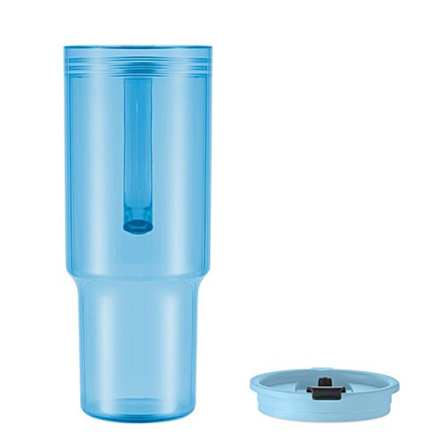 Additional Image 2 - a blue plastic cup with a black lid