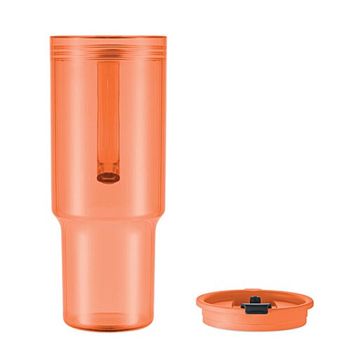 Additional Image 3 - an orange plastic cup with a lid