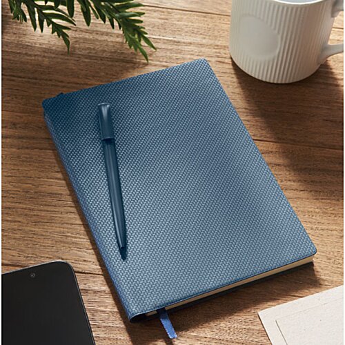 Additional Image 5 - a blue notebook with a pen on a wooden surface