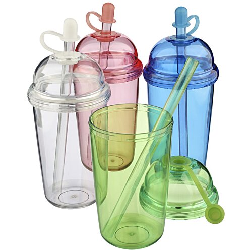 Additional Image 2 - a group of plastic cups with straws