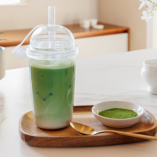 Additional Image 3 - a green drink in a plastic cup