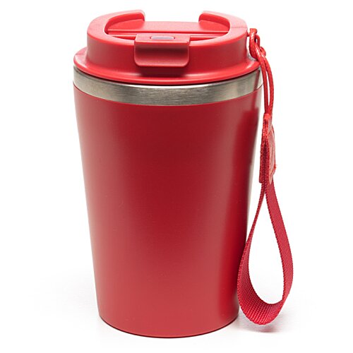 Additional Image 3 - a red coffee cup with a strap