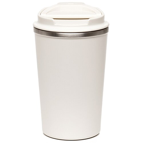 Additional Image 2 - a white coffee cup with a silver lid