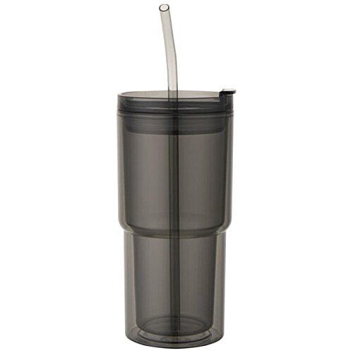 Additional Image 1 - a black plastic cup with a straw