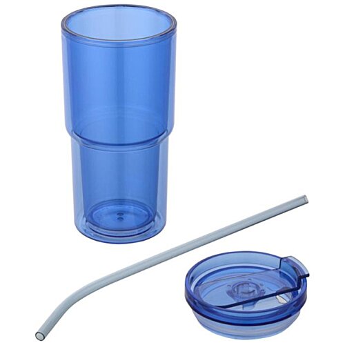 Additional Image 4 - a blue plastic cup with a straw