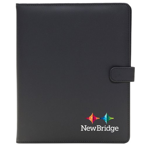 Additional Image 1 - a black leather folder with a strap