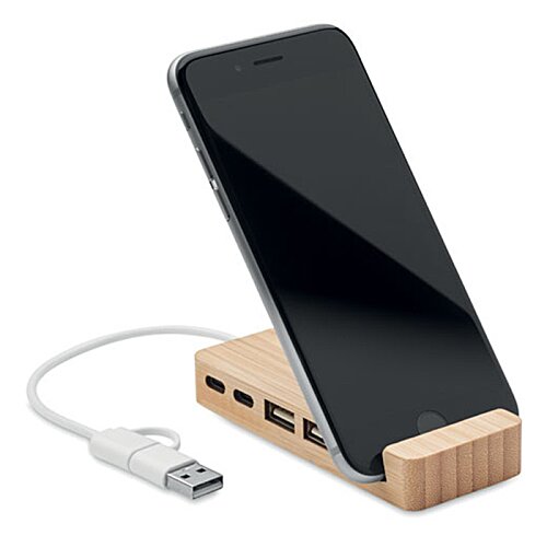 Additional Image 3 - a black phone on a wooden stand