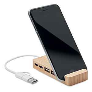 Additional Image 3 - a black phone on a wooden stand