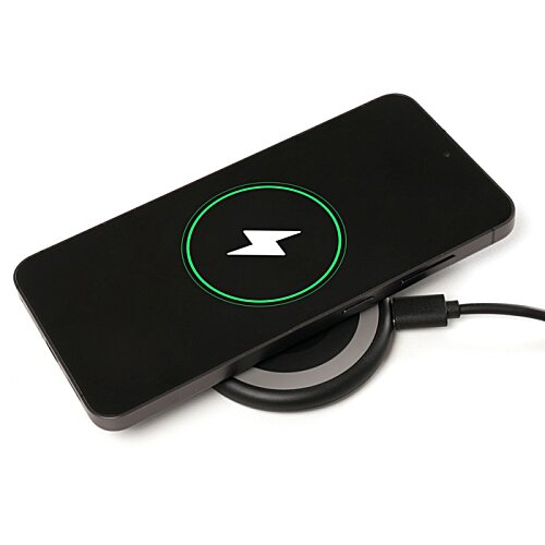 Additional Image 3 - a black wireless charger with a green lightning bolt
