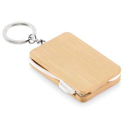 Additional Image 3 - a wooden key chain with a silver ring