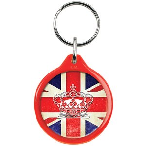 Additional Image 1 - a red and white key chain with a flag on it